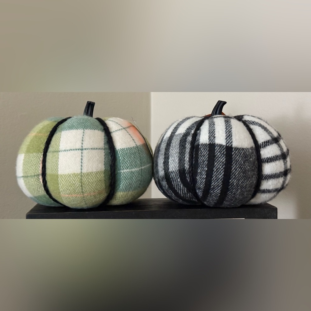 Target Hyde and Eek Plaid Fabric Pumpkins Set of 2